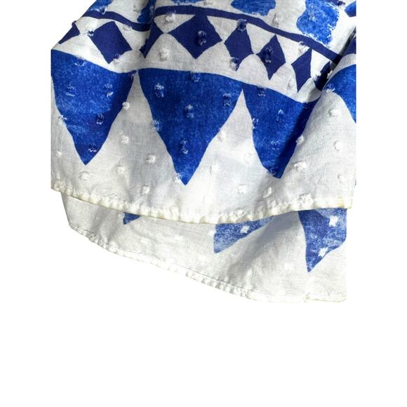 FARM Rio Flowerful Birds Maxi Dress Size XL Blue White Cotton V-Neck Boho Resort - Picture 12 of 12